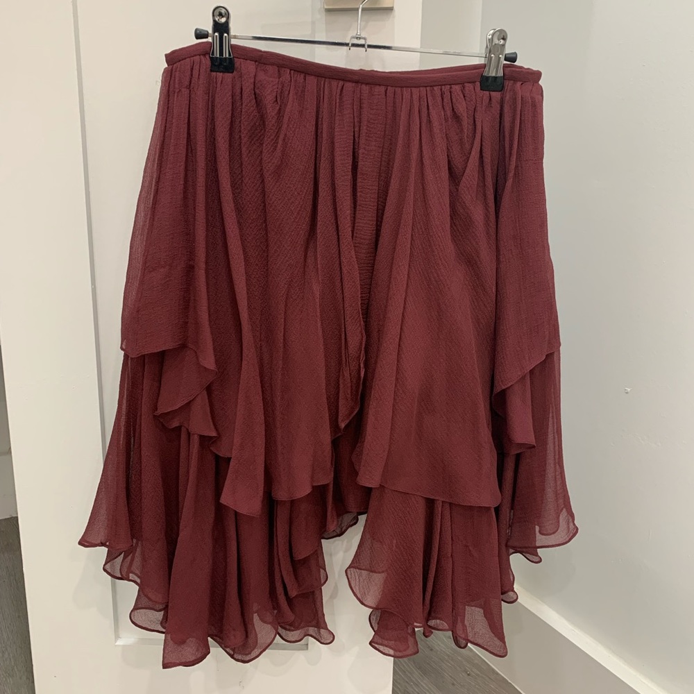 Chloé Burgundy Silk Mini Skirt